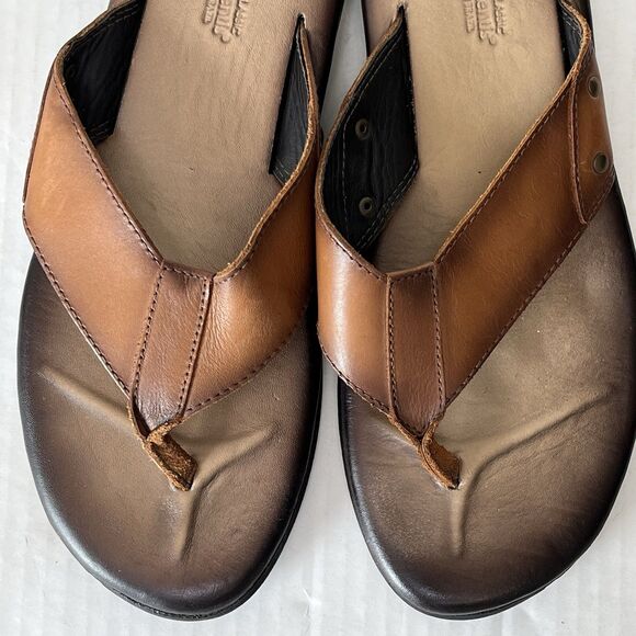 De La Rentis Handmade Leather Flip Flop Slip On Strap Sandals Mens 10 Vacation